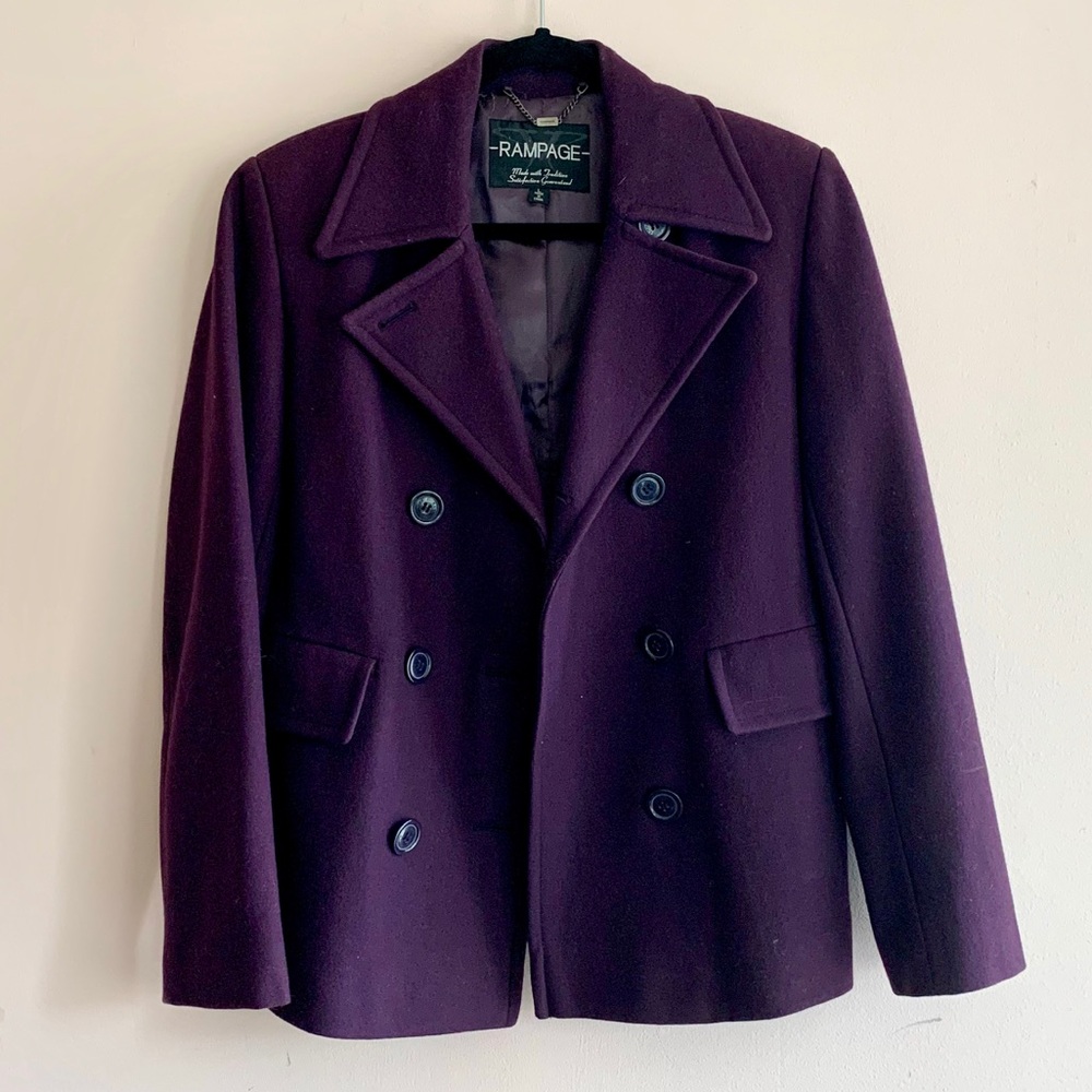 Rampage Dark Purple Winter Peacoat